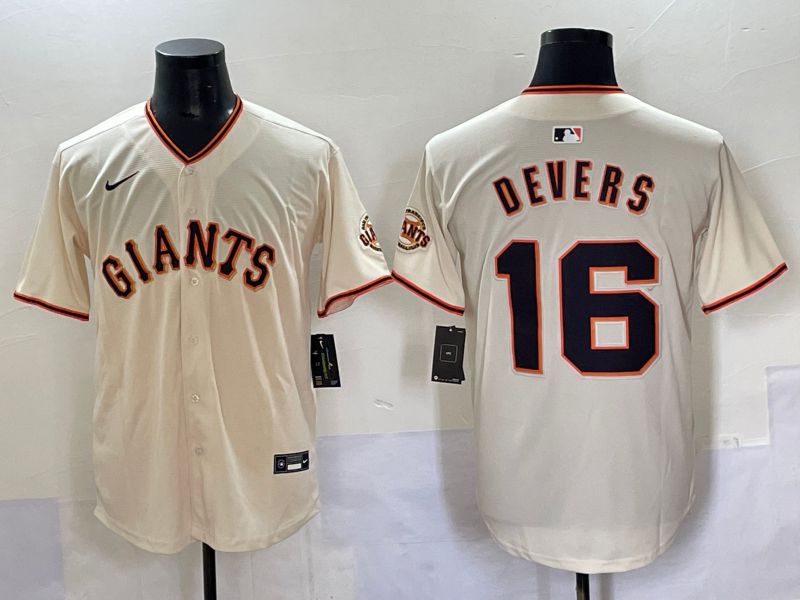 Men 2025 San Francisco Giants #16 Devers Cream Game Nike MLB Jersey style 47